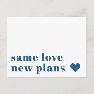 Blue Modern Wedding Postponement Announcement Postcard