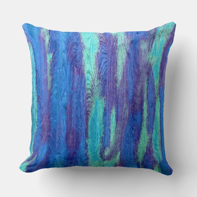 Blue Modern Wood Grain Background Cushion (Front)