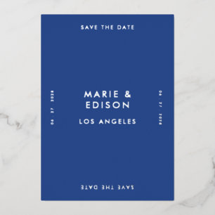 Blue ModernMinimalist Simple Wedding Save the Date