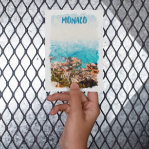 Blue Monaco Ocean View Painting  Postcard