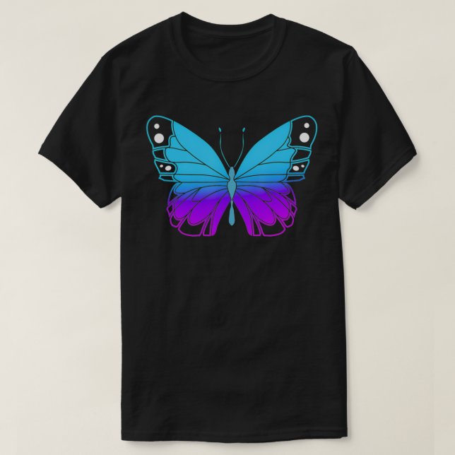 Blue Monarch Butterfly  T-Shirt (Design Front)