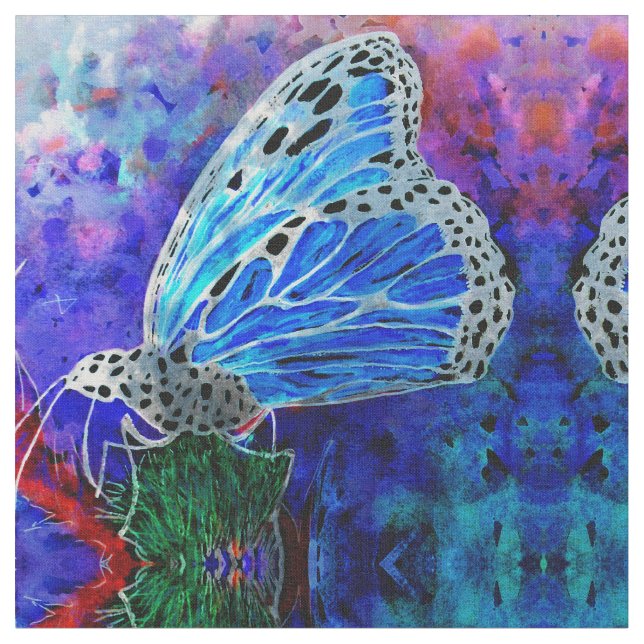 Blue Monarch Kaleidoscope Fabric (Close Up)