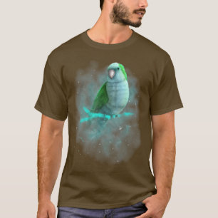 Blue Monk Parakeet Cosmic Galaxy Outer Space Quake T-Shirt