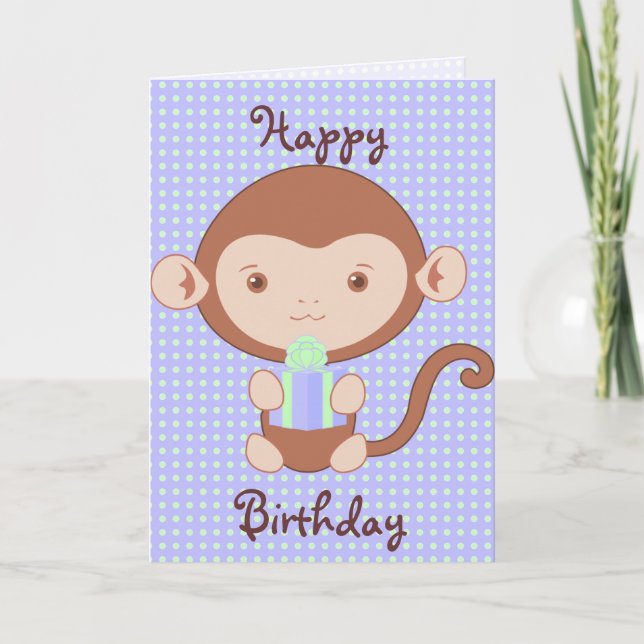 Blue Monkey Birthday Card (Front)