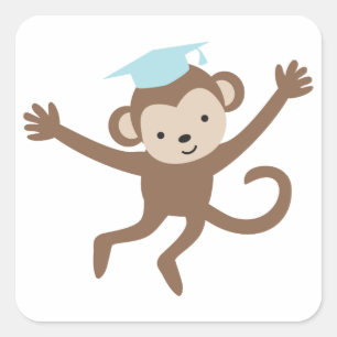 Blue Monkey Graduation Square Sticker