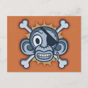 Blue Monkey Pirate Postcard
