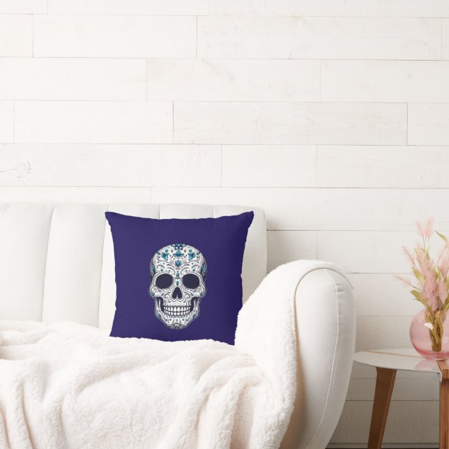 Blue Monkey Skull Cushion (Couch)
