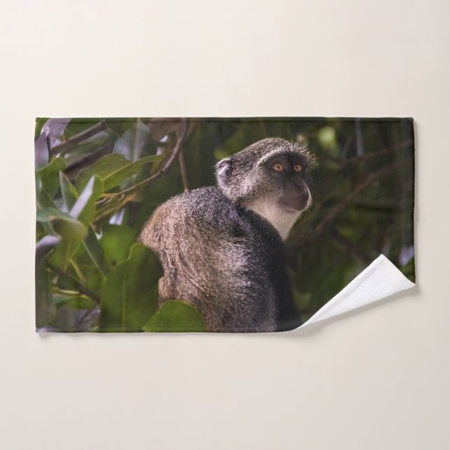 Blue monkey, Zanzibar Bath Towel Set (Hand Towel)