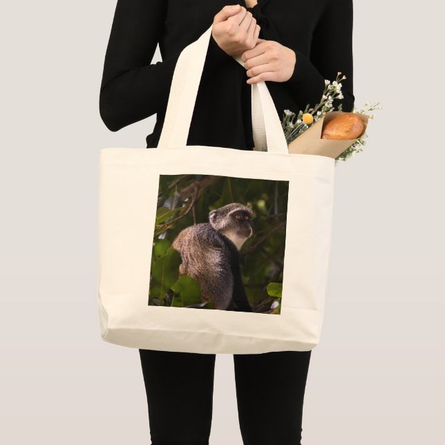 Blue monkey, Zanzibar Large Tote Bag (Front (Product))