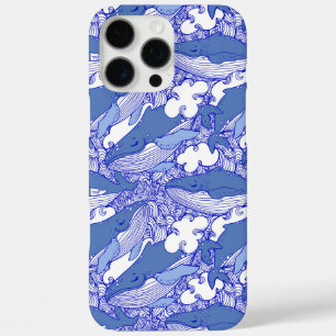 Blue Monochromatic Humpback Whale iPhone 16 Pro Max Case