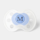 Blue Monogram Check Pattern. Custom Letter.