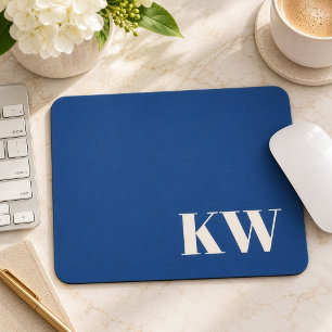 Blue Monogram Classic Office Desk Accessory Mouse Pad