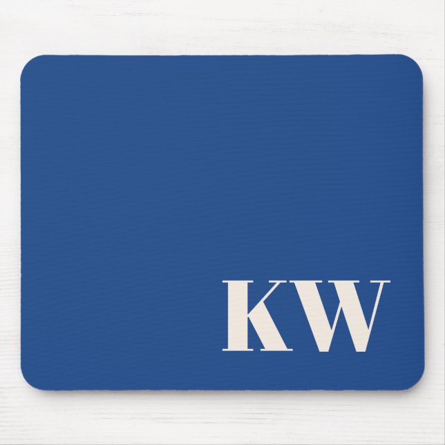 Blue Monogram Classic Office Desk Accessory Mouse Pad (Front)