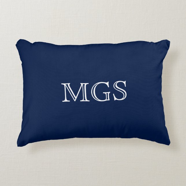 Blue Monogram Cotton Accent Pillow 16" x 12" (Front)