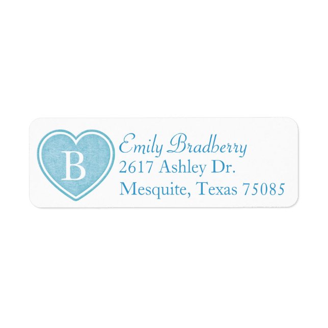 Blue Monogram Custom Return Address Label (Front)