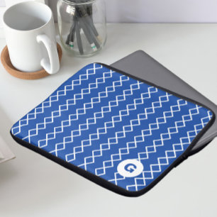  Blue Monogram Geometric Laptop Sleeve