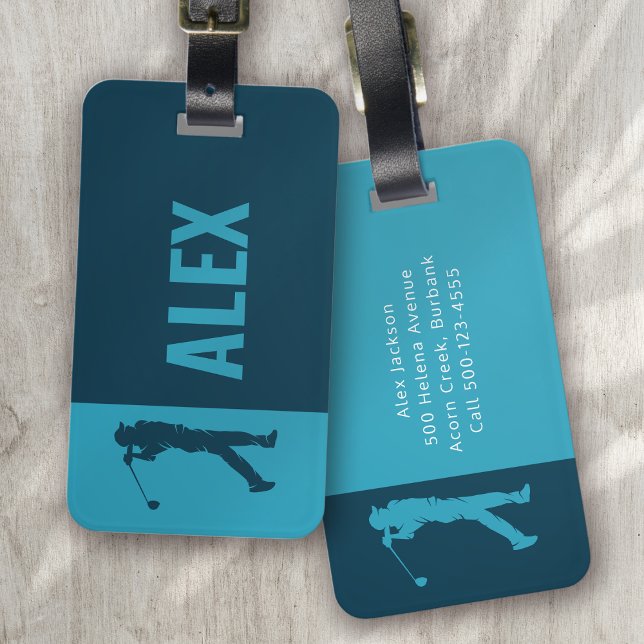 Blue Monogram Golfer Luggage Tag (Creator Uploaded)