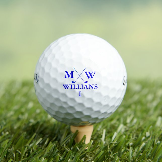 Blue Monogram (golfer name & initials)  Golf Balls (Insitu Tee)