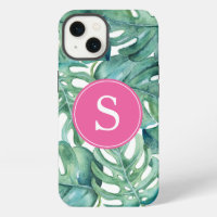 Blue Monogram Green Tropical Phone Case