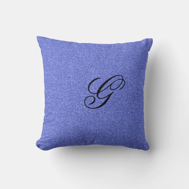 Blue monogram initial cushion (Front)