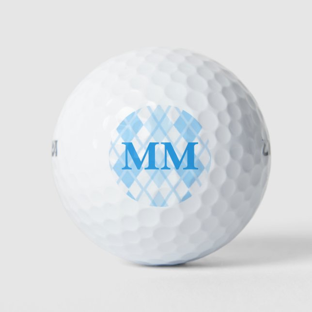 Blue Monogram Initial  Golf Balls (Front)
