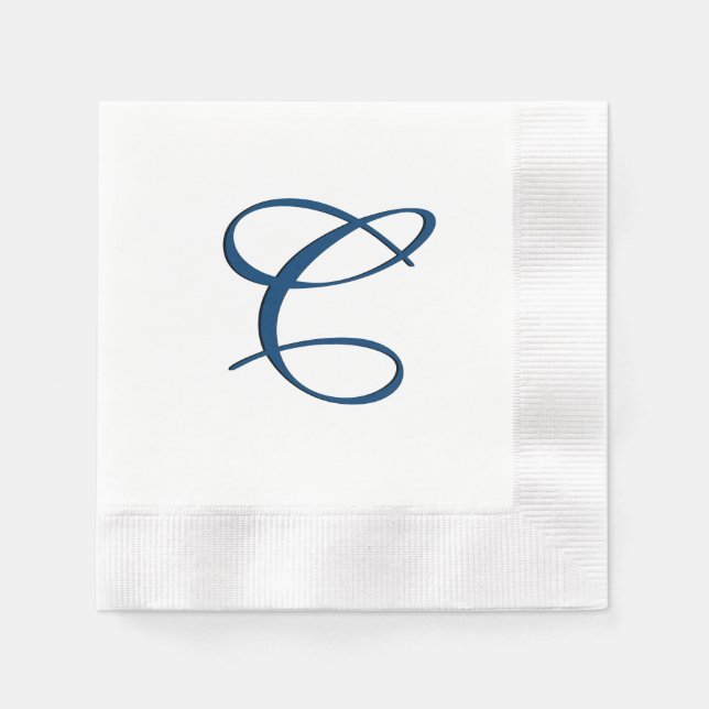 Blue Monogram Initial Napkin (Front)