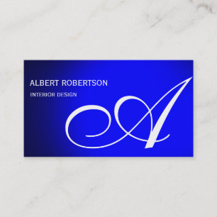 Blue Monogram Interior Designer Business Card