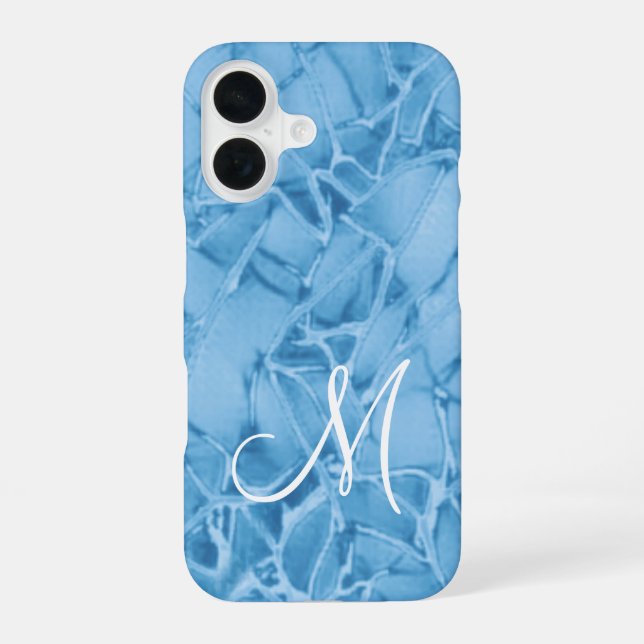 Blue Monogram iPhone 16 Case (Back)