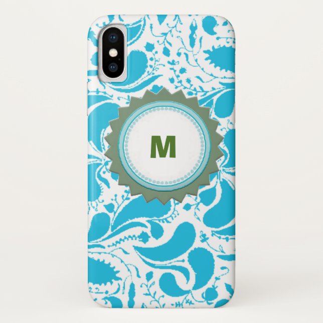 Blue Monogram iPhone Case (Back)