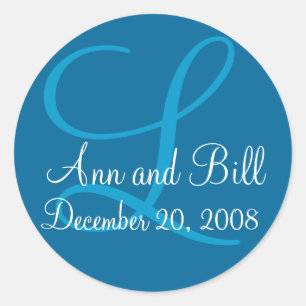 Blue Monogram L, First Names and Date Seal