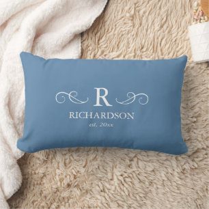 Blue Monogram Lumbar Pillow