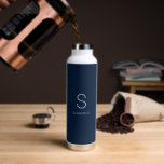 Blue Monogram Minimalistic Name  Water Bottle<br><div class="desc">Blue monogram minimalistic name water bottle. Easy to change the text.</div>