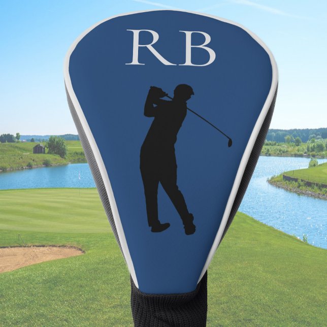 Blue Monogram Modern Golf Head Cover For Men (Creator Uploaded)