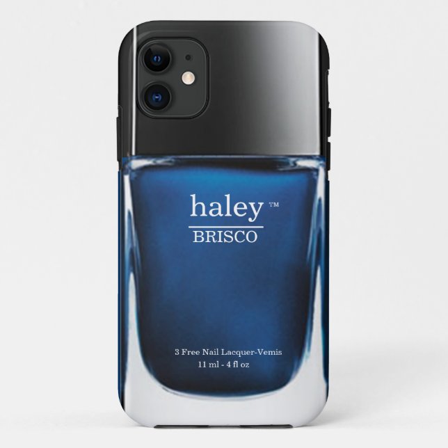 Blue Monogram Nail Polish Bottle iPhone Case (Back)