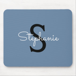 Blue Monogram Name Mouse Pad