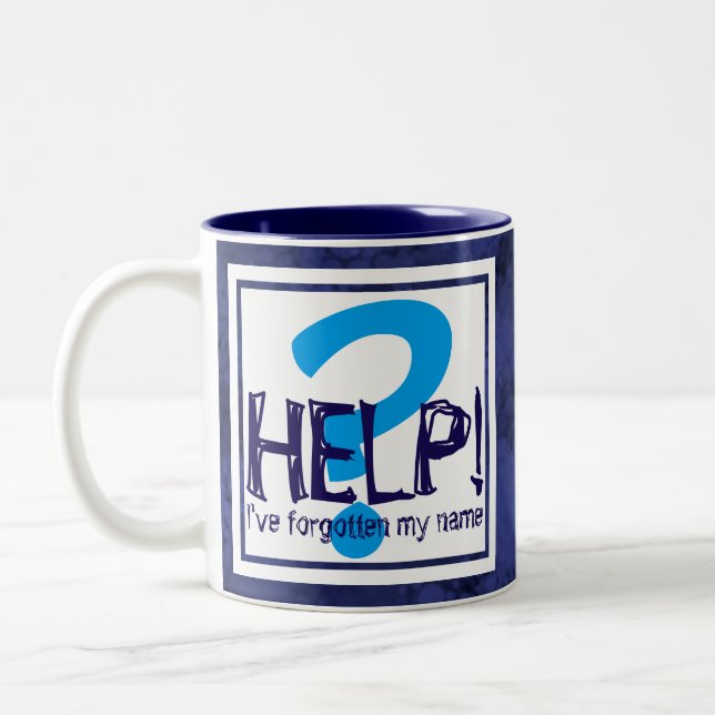 Blue Monogram Parody Two-Tone Coffee Mug (Left)
