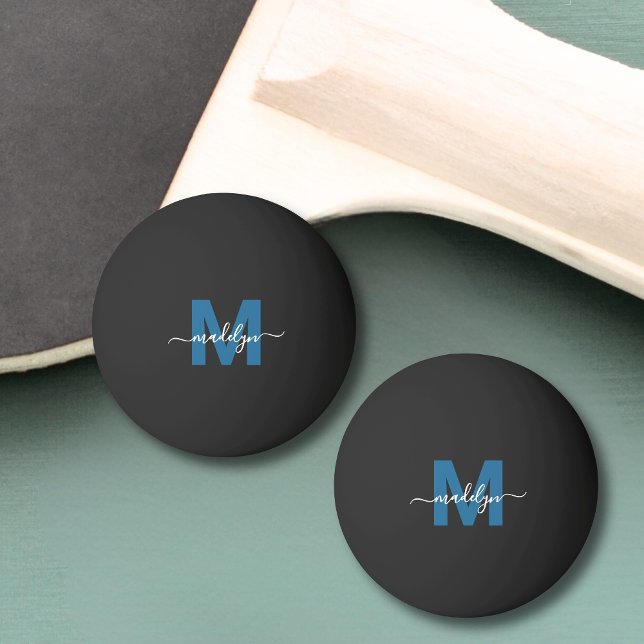 Blue Monogram Ping Pong Ball (Blue Monogram Initial Name Ping Pong Ball )