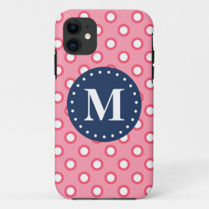 Blue Monogram Pink Polka Dots Pattern Case-Mate iPhone Case