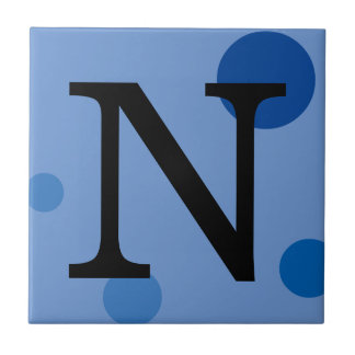 BLUE MONOGRAM POLKA DOT TILE