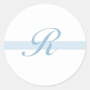 Blue Monogram R Classic Round Sticker