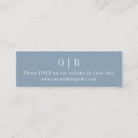 Blue Monogram RSVP Website Mini Enclosure Card