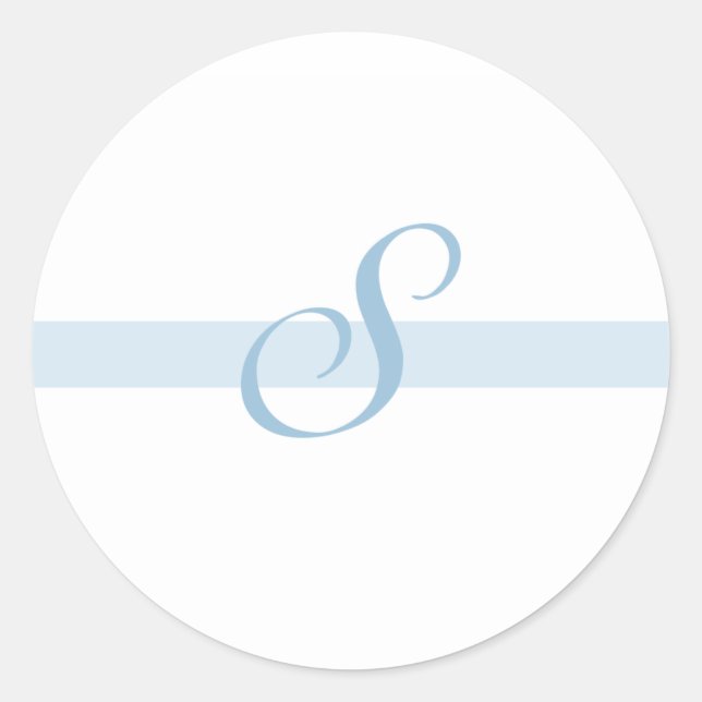 Blue Monogram S Classic Round Sticker (Front)