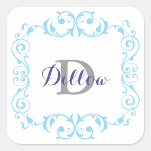 Blue Monogram Stickers