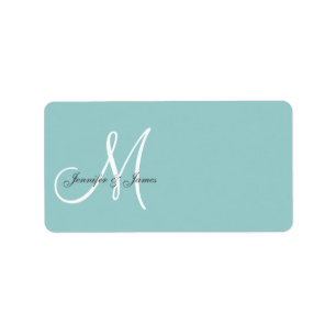 Blue Monogram Wedding Invitation Address Labels