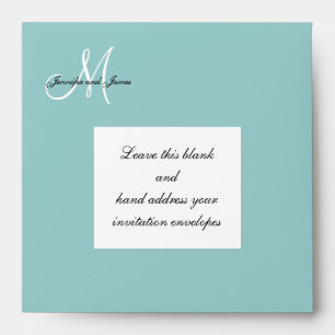 Blue Monogram Wedding Invitation Envelope
