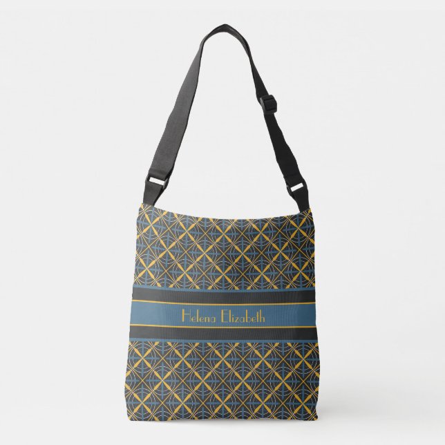 Blue Monogrammed Crossbody Bag (Front)