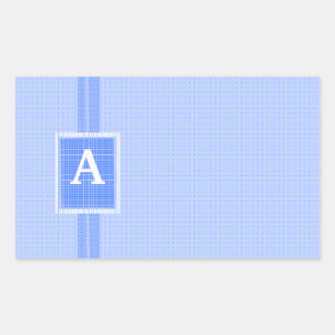 Blue Monogrammed Initial Rectangular Sticker