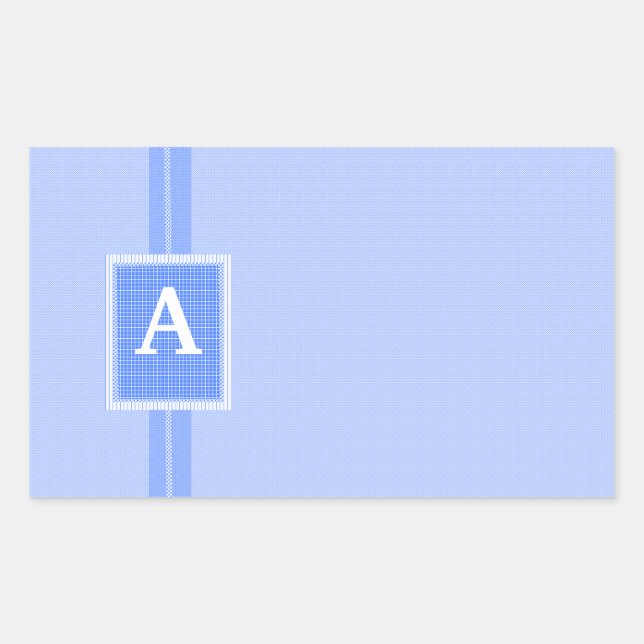 Blue Monogrammed Initial Rectangular Sticker (Front)