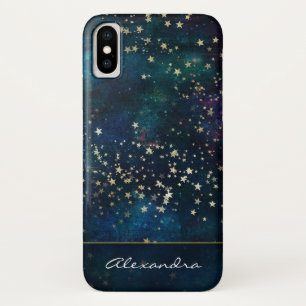 Blue Monogrammed Night Sky with Gold Foil Stars Case-Mate iPhone Case