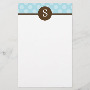 Blue Monogrammed Polka Dots Stationery
